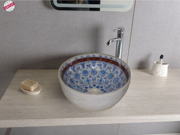 Περίτεχνος Χειροποίητος Ζωγραφικός Νιπτήρας Μπάνιου Πάτμος Τιμές