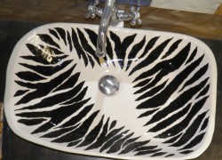 Retro handmade table washbasin zebra Odysseas