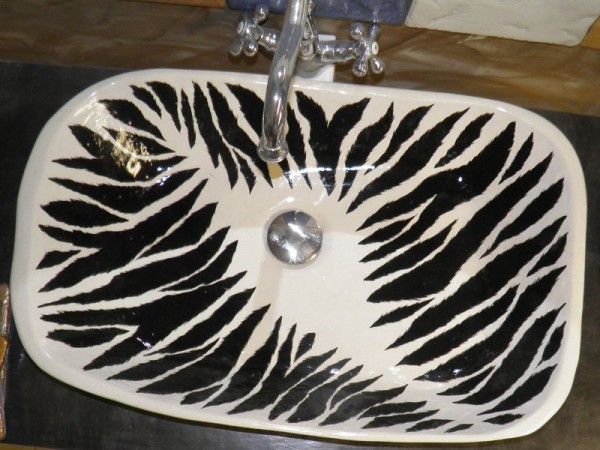 Retro handmade table washbasin zebra Odysseas