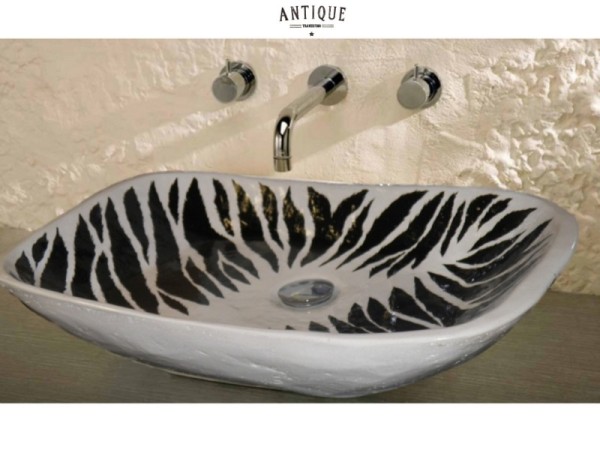 Retro handmade table washbasin zebra Odysseas