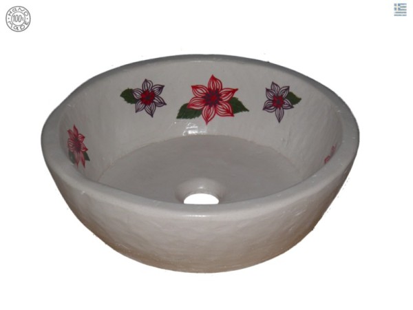 Επιτραπέζιοι Νιπτήρες Γλαύκη Ζωγραφική Λουλουδάκια Προσφορές