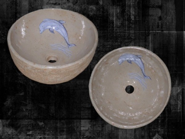 Δελφίνια Ψάρια Νεροχύτες Ζωγραφισμένοι Μπάνιου