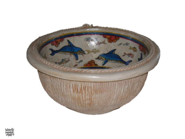 Ελληνική Χειροποίητοι Μπάνιου Νιπτήρες Κνωσός Δελφίνια 