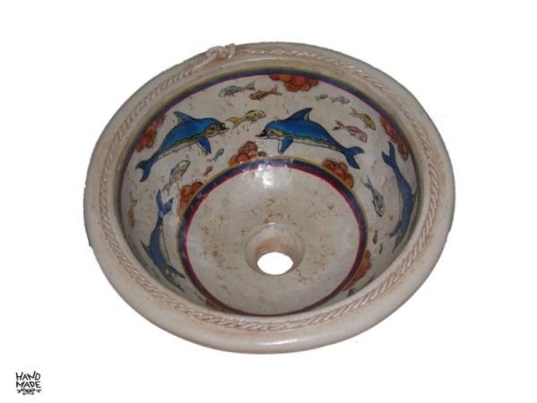 Ελληνική Χειροποίητοι Μπάνιου Νιπτήρες Κνωσός Δελφίνια 