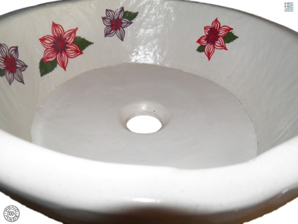 Επιτραπέζιοι Νιπτήρες Γλαύκη Ζωγραφική Λουλουδάκια Προσφορές