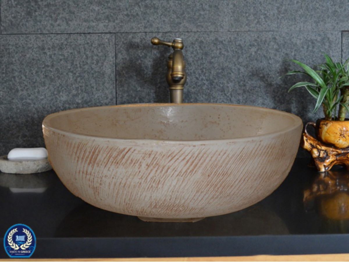 Επιτραπέζιοι Νιπτήρες Λίθος Απο Ηφαιστειακή Πέτρα 35 χ 14 cm