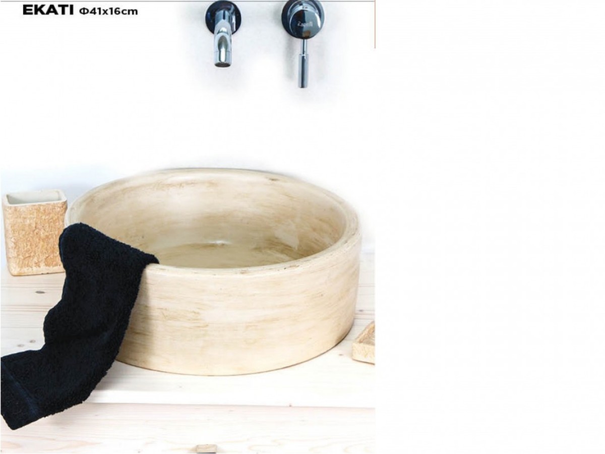 Επιτραπέζιος Travertino Φυσικός Νιπτήρας Μπάνιου Εκάτη Τιμές