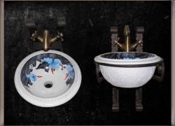 Handmade Bathroom Washbasins Wc Flowers Lilies