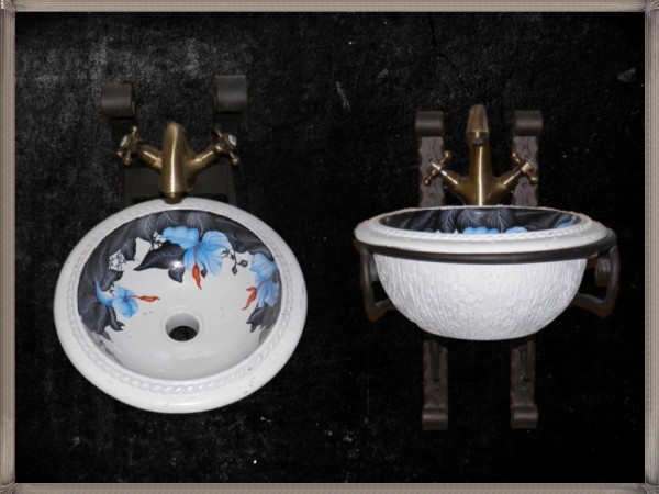 Handmade Bathroom Washbasins Wc Flowers Lilies