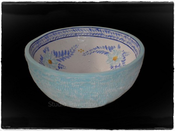 Μπάνιου Χειροποίητος Νιπτήρας Κύθνος Επιτραπέζιος Τραβερτίνο