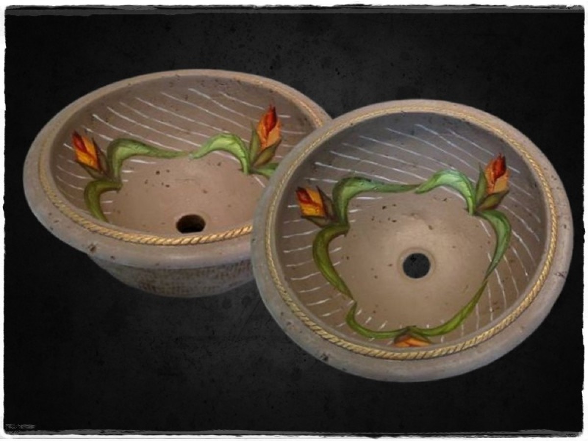 Νεροχύτες Ρετρό Μπάνιου Με Ζωγραφική Τουλίπες 