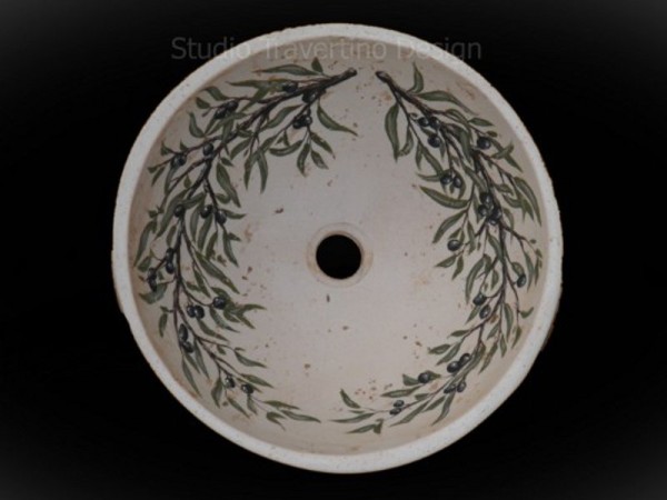 Sinks Painted Olive Handmade travertine.