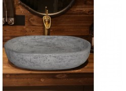 Οβάλ Νιπτήρας Μπάνιου Θέτις Τραβερτίνο Ελεύθερης Τοποθέτησης  Σε Έπιπλο