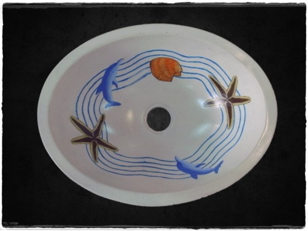 Stone Oval Painting Sea Basins.