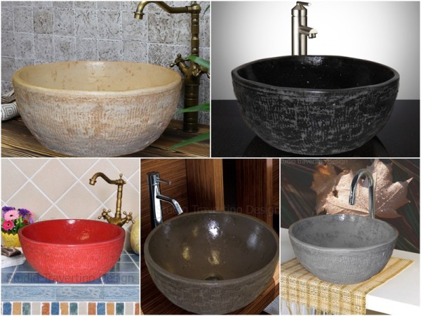 Στρογγυλοί Επιτραπέζιοι Νιπτήρες Τραβερτίνο Θέων 