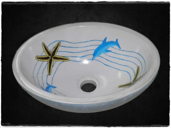 Stone Oval Painting Sea Basins.