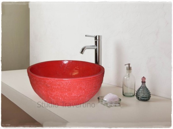 Στρογγυλοί Επιτραπέζιοι Νιπτήρες Τραβερτίνο Θέων 