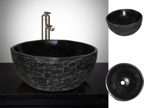 Στρογγυλοί Επιτραπέζιοι Νιπτήρες Τραβερτίνο Θέων 