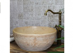 Στρογγυλοί Επιτραπέζιοι Νιπτήρες Τραβερτίνο Θέων 