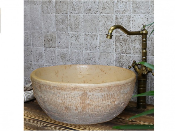 Στρογγυλοί Επιτραπέζιοι Νιπτήρες Τραβερτίνο Θέων 