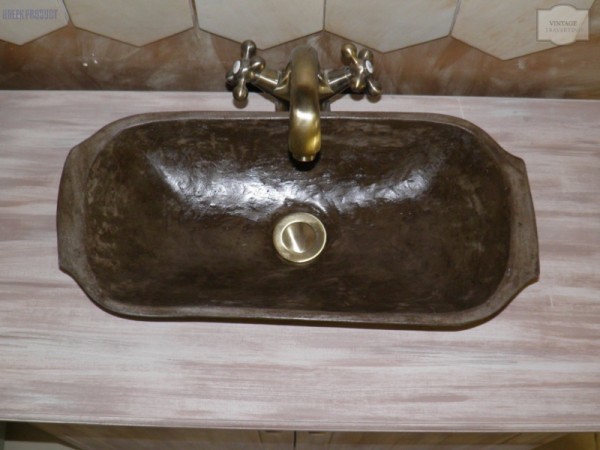 Travertino Παραδοσιακοί Νιπτηρες Για Μικρα Μπανια Ήρων 52 χ 24,5 χ 11 cm