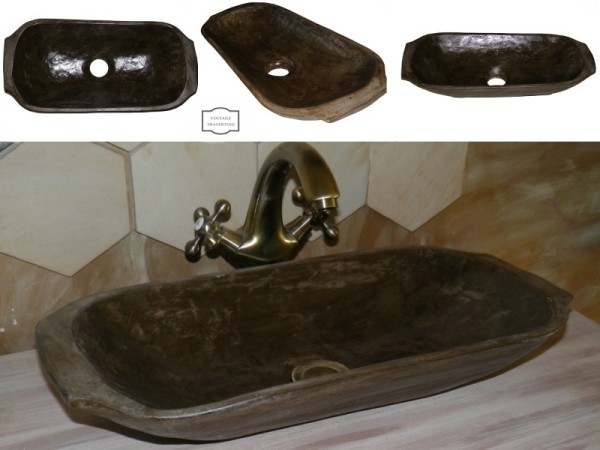 Travertino Παραδοσιακοί Νιπτηρες Για Μικρα Μπανια Ήρων 52 χ 24,5 χ 11 cm