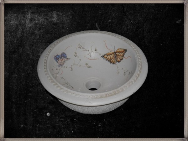 Travertine Handmade Little Basin Plan Butterflies