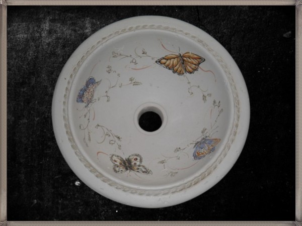Travertine Handmade Little Basin Plan Butterflies