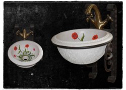 Wc Bathroom Basins Antique Painted Poppies