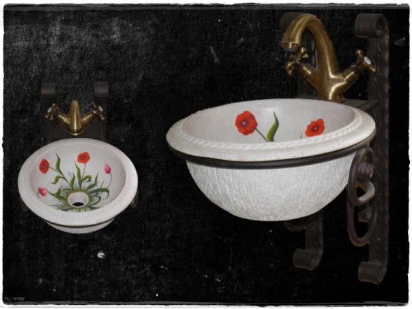 Wc Μπάνιου Νιπτήρες Αντικέ  Ζωγραφιστοί Παπαρούνες