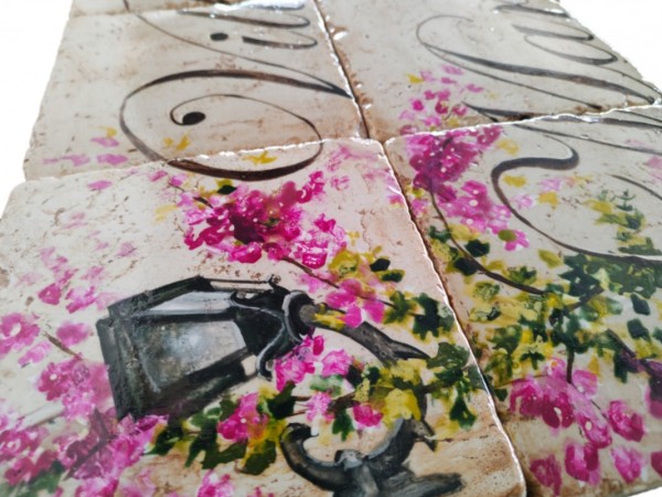 Κέρκυρα Τραβερτίνο Πλακάκια Ταμπέλα Σπιτιού 