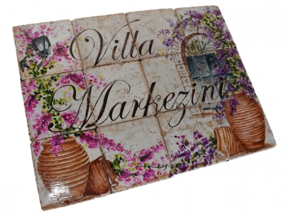 Κέρκυρα Τραβερτίνο Πλακάκια Ταμπέλα Σπιτιού 