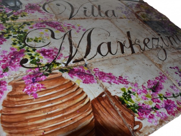 Κέρκυρα Τραβερτίνο Πλακάκια Ταμπέλα Σπιτιού 