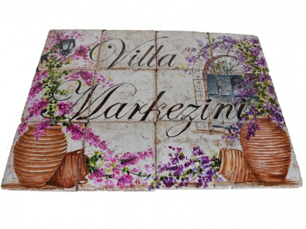 Κέρκυρα Τραβερτίνο Πλακάκια Ταμπέλα Σπιτιού 