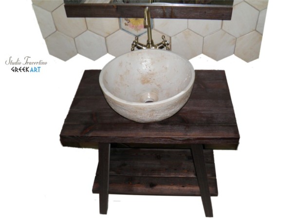 Bathroom furniture Ionia with Travertine washbasins
