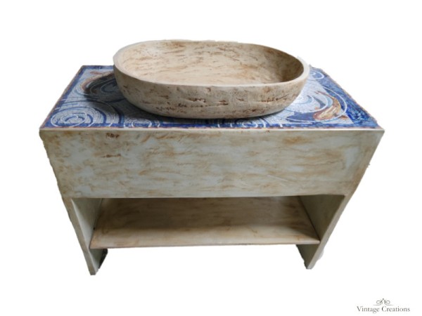 Handmade bathroom furniture bench with mosaic design Delos