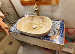 Handmade bathroom furniture bench with mosaic design Delos