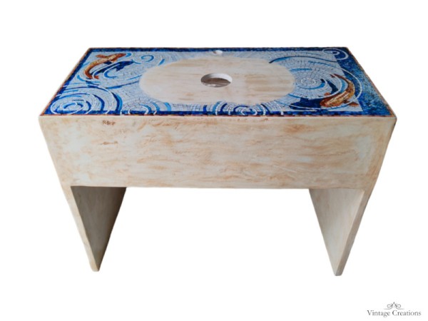 Handmade bathroom furniture bench with mosaic design Delos