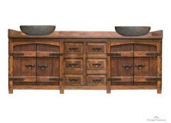 Iason rustic large bathroom furniture for two washbasins