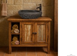 Iokasti Rustic Bathroom Furniture With Travertine Sinks!