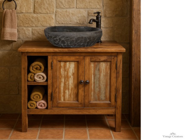 Iokasti Rustic Bathroom Furniture With Travertine Sinks!