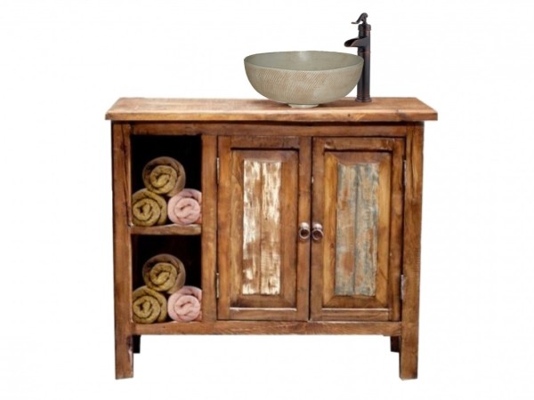 Iokasti Rustic Bathroom Furniture With Travertine Sinks!