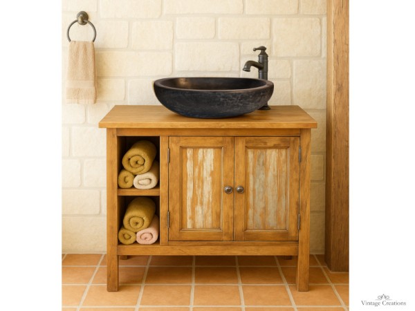 Iokasti Rustic Bathroom Furniture With Travertine Sinks!