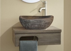 Ionia Hanging Bathroom Furniture With Travertine Stone Washbasin