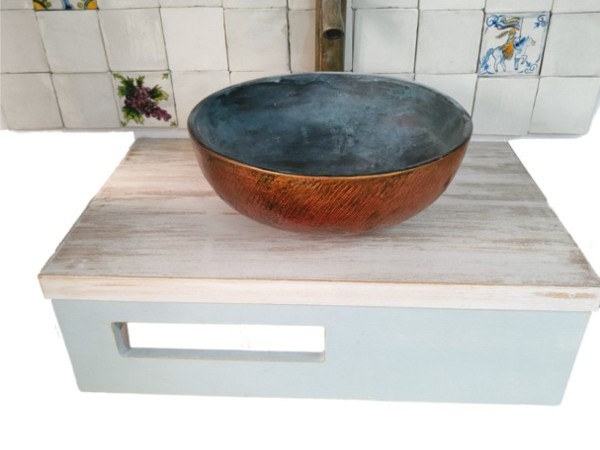 Ionia Hanging Bathroom Furniture With Travertine Stone Washbasin