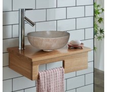 Ionia Hanging Bathroom Furniture With Travertine Stone Washbasin