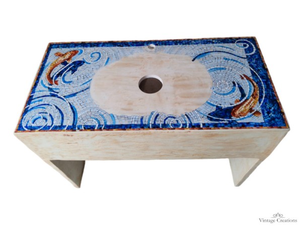 Handmade bathroom furniture bench with mosaic design Delos