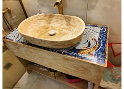 Handmade bathroom furniture bench with mosaic design Delos