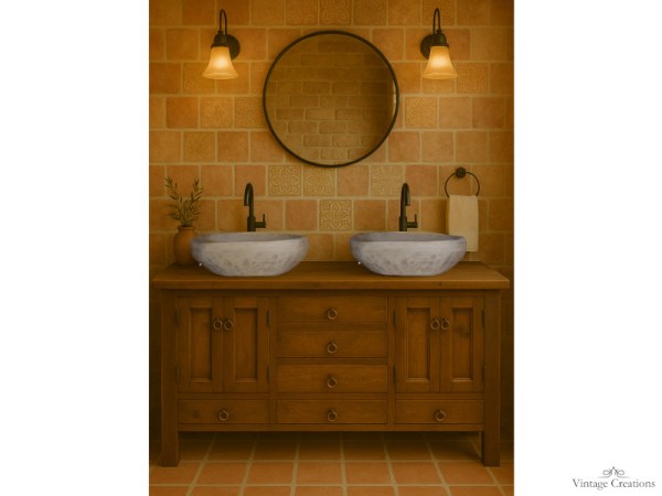 Tzoumerka rustic wooden bathroom furniture