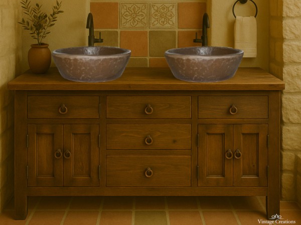 Tzoumerka rustic wooden bathroom furniture
